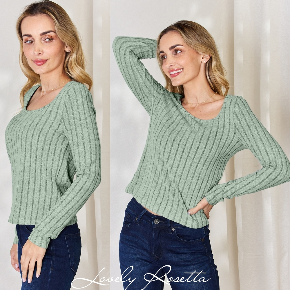 Rust Ribbed Long Sleeve Top - Picture 10 of 12